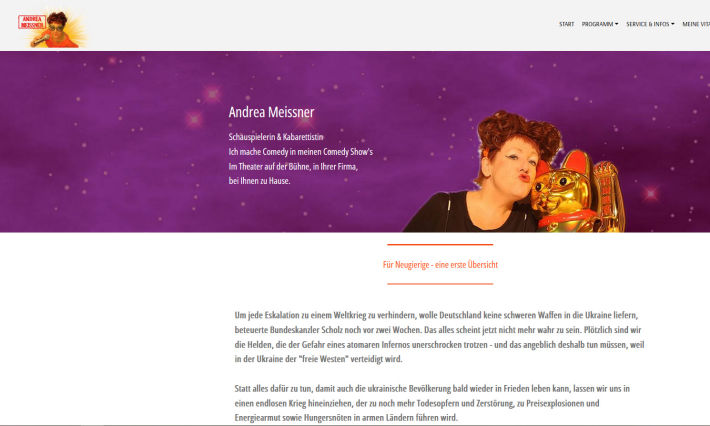 Andrea Meissner, Schauspielerin Potsdam - Webseite erstellt von der agentur28 in Lilienthal bei Bremen