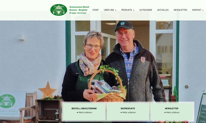 Biohof Schumacher, Bremen - Webseite erstellt von der agentur28 in Lilienthal bei Bremen