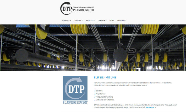 Theaterbühnentechnik, DTP, Dresden - Webseite erstellt von der agentur28 in Lilienthal bei Bremen