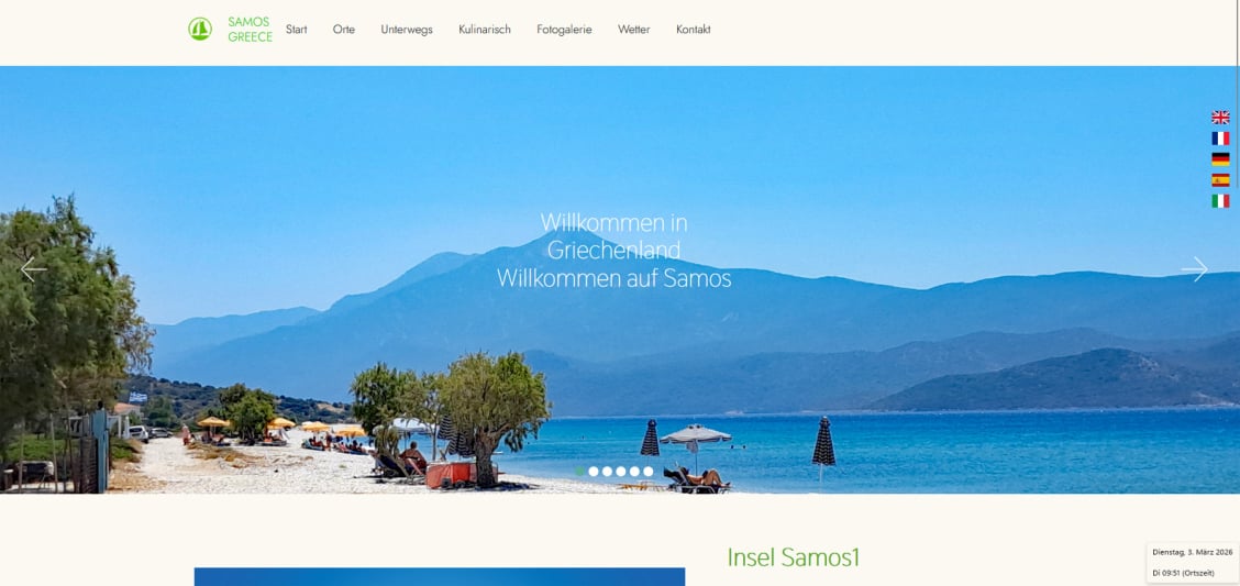 Mit Klick auf das Bild wird die Homepage der griechischen Insel Samos geöffnet